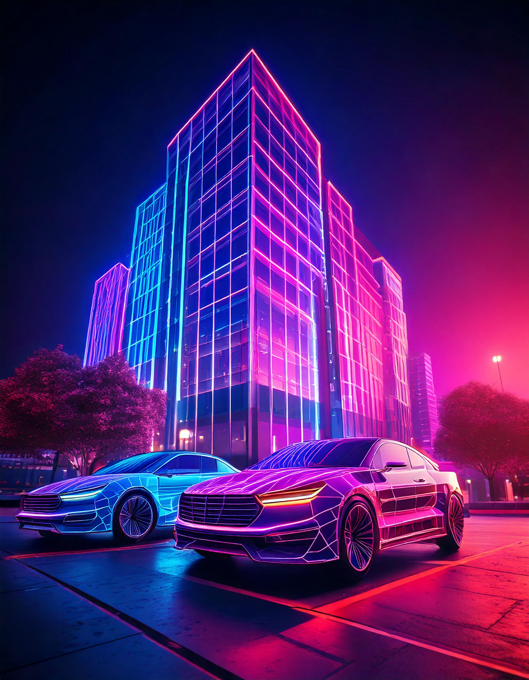 cars in front of large building
